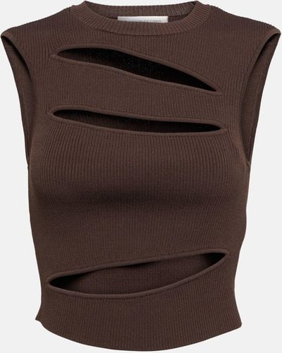 Christopher Esber Cutout Ribbed-knit Top - Brown
