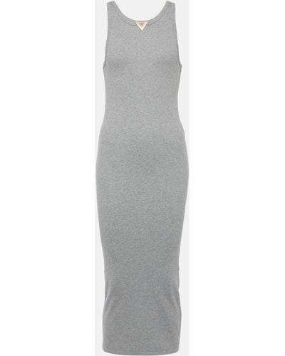 Valentino Cotton-blend Jersey Midi Dress - Grey