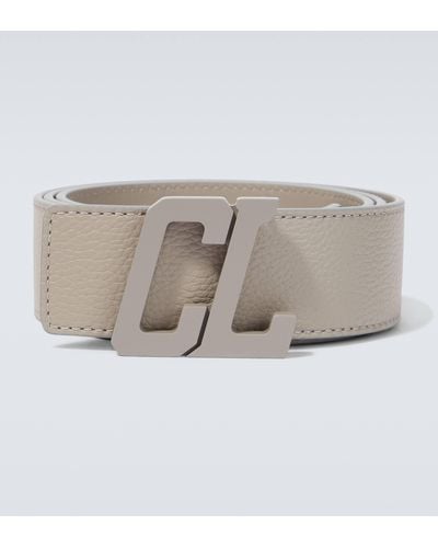 Christian Louboutin Happy Rui Cl Logo Leather Belt - Grey