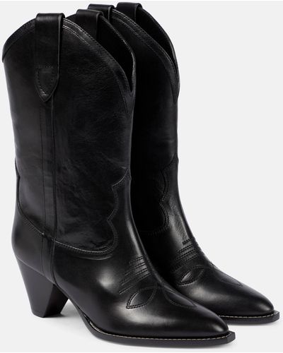 Isabel Marant Luliette Leather Cowboy Boots - Black