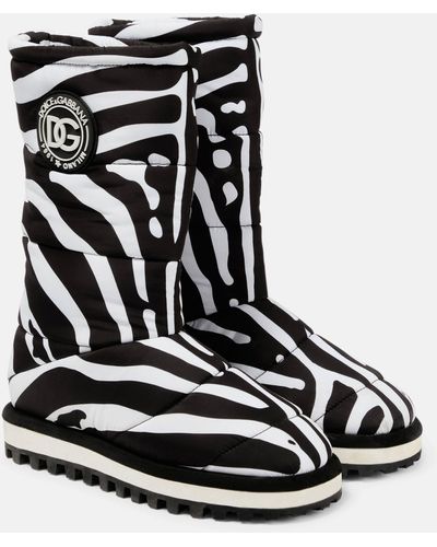 Dolce & Gabbana Zebra-print Padded Nylon Snow Boots - Black