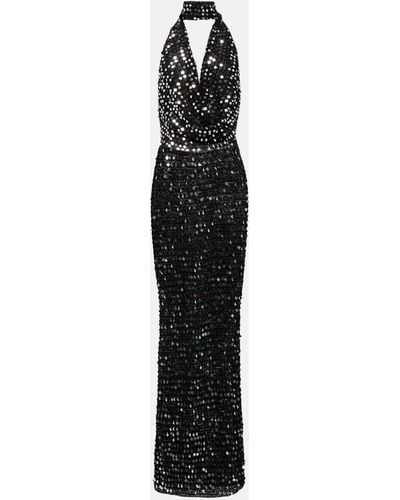 AYA MUSE Bellico Sequined Halterneck Maxi Dress - Black