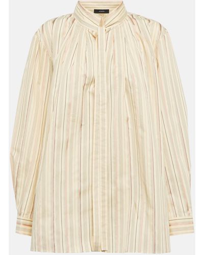 JOSEPH Orton Striped Cotton And Silk-blend Shirt - Natural