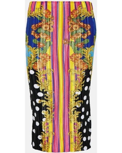 Versace Medusa Palm Springs Plisse Midi Skirt - Multicolour