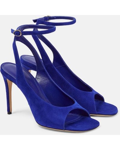 Victoria Beckham Suede Slingback Sandals - Blue