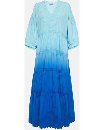 Juliet Dunn Ombre Cotton Poplin Maxi Dress - Blue
