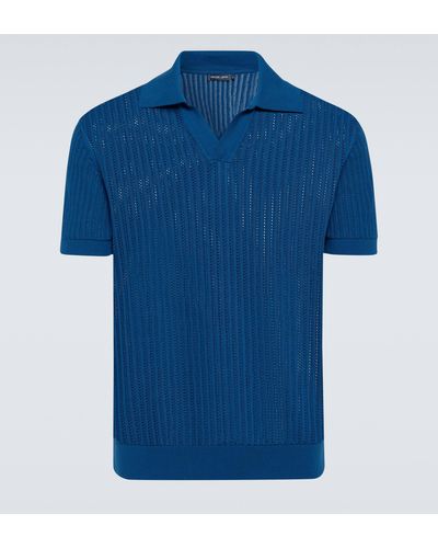 Frescobol Carioca Rino Ribbed-knit Cotton Polo Shirt - Blue