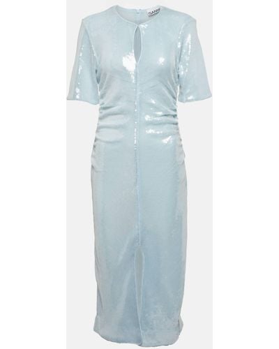 Ganni Sequinned Midi Dress - Blue