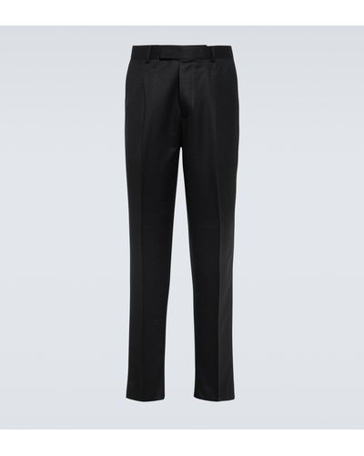 Zegna Mid-rise Wool Straight Pants - Black