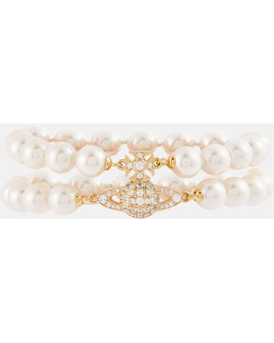 Vivienne Westwood Graziella Embellished Faux Pearl Bracelet - Metallic