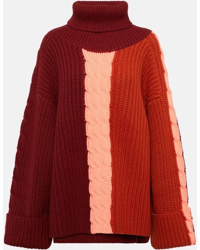 ROKSANDA Color-blocked Cashmere Wool Sweater - Red