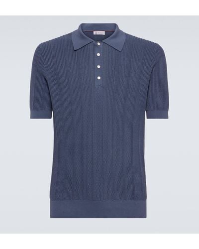 Brunello Cucinelli Slim-fit Ribbed Cotton Polo Shirt - Blue