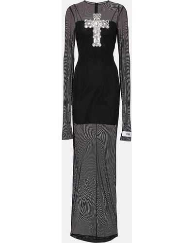 Dolce & Gabbana X Kim Embellished Tulle Maxi Dress - Black