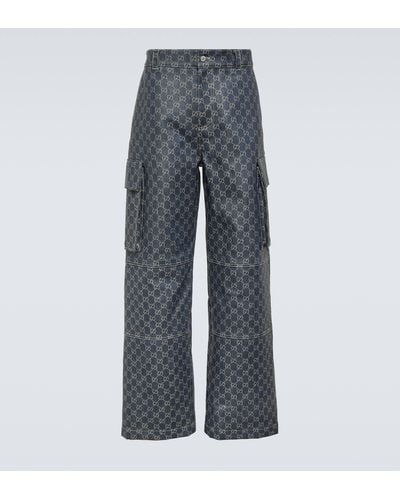 Gucci GG Jacquard Cargo Jeans - Grey