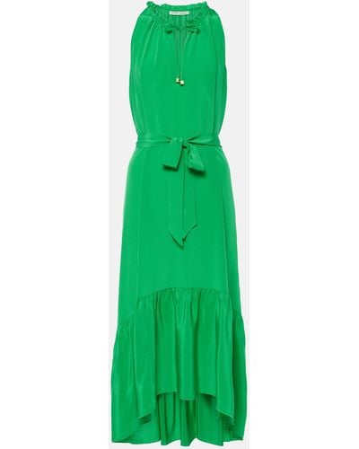 Heidi Klein Chamarel Silk Crepe De Chine Midi Dress - Green