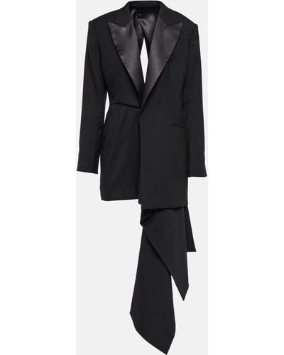 Alaïa Alaia Asymmetrical Wool Blazer Minidress - Black