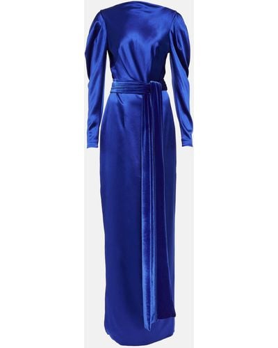 Monique Lhuillier Silk Satin Gown - Blue