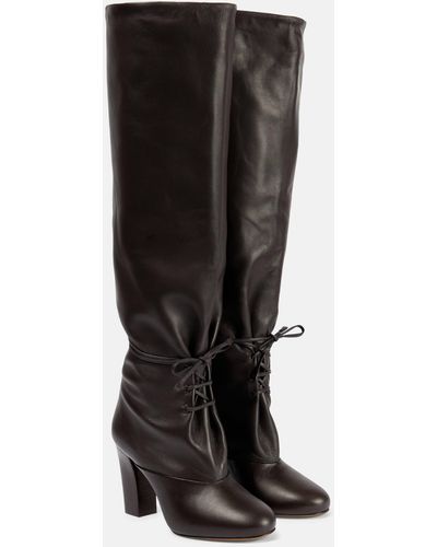 Lemaire Over-the-knee Laced Leather Boots - Black
