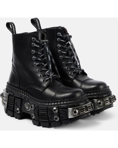 Vetements Destroyer Leather Combat Boots - Black