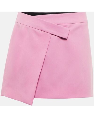 The Attico Cloe Wrap Wool Gabardine Miniskirt - Pink