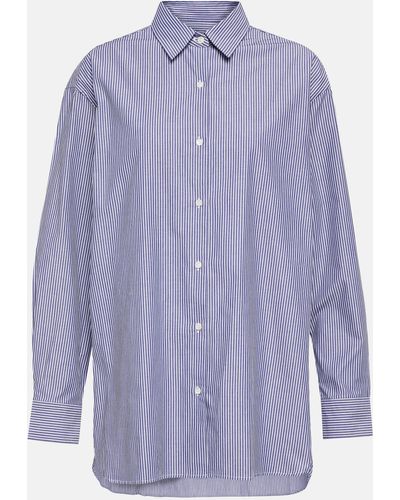 Nili Lotan Yorke Striped Cotton Poplin Shirt - Blue