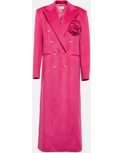 GIUSEPPE DI MORABITO Floral-applique Double-breasted Coat - Pink