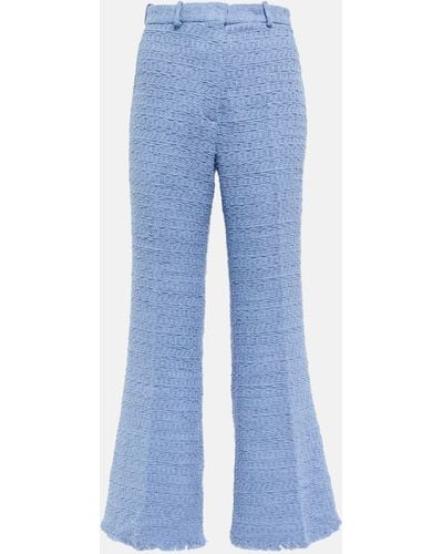 Oscar de la Renta High-rise Flared Tweed Pants - Blue