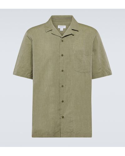 Sunspel Linen Shirt - Green