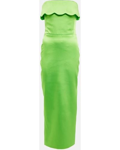 Rasario Strapless Satin Gown - Green