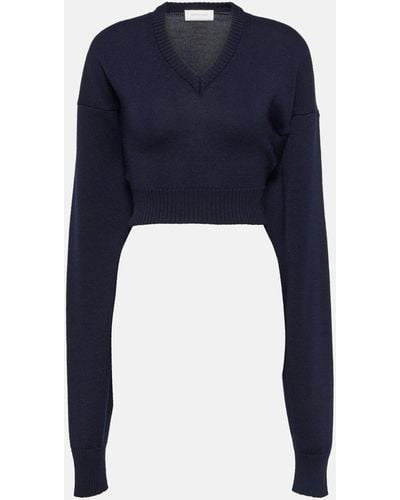 Sportmax Pomez Cropped Wool Sweater - Blue