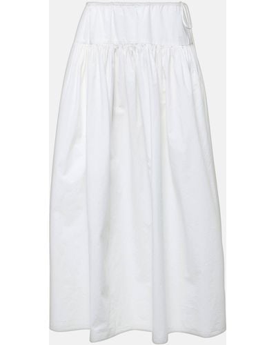 The Row Leddie Gathered Cotton Midi Skirt - White