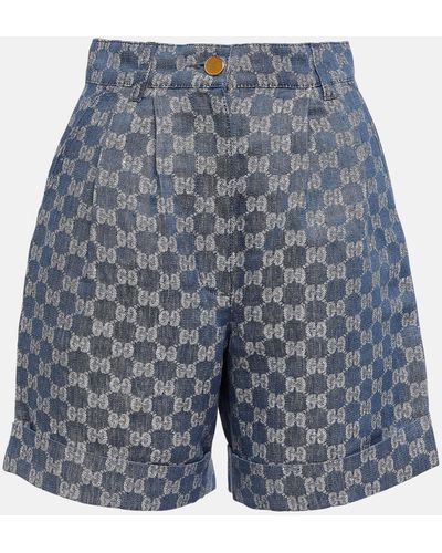 Gucci GG Jacquard Linen Shorts - Blue