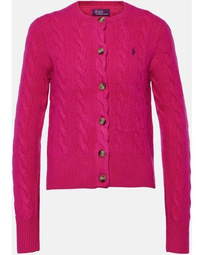 Polo Ralph Lauren Polo-pony Cable-knit Cardigan - Pink