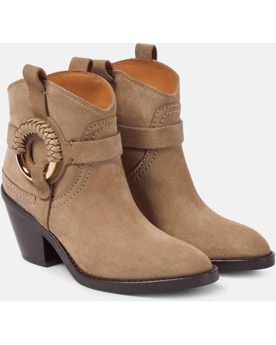 See By Chloé Hana Embellished Suede Ankle Boots - Brown