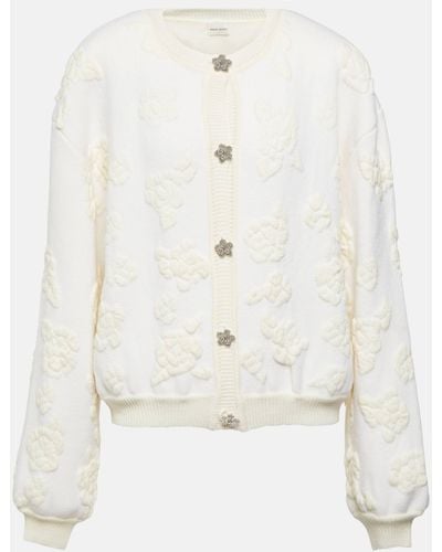 Magda Butrym Floral Embellished Wool-blend Cardigan - White