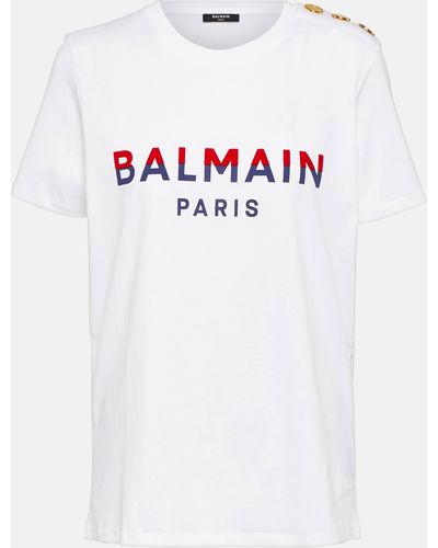 Balmain Logo Cotton Jersey T-shirt - White