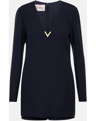 Valentino Crepe Couture Playsuit - Blue