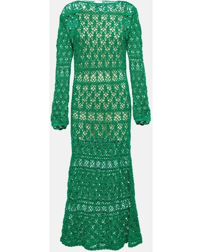 Anna Kosturova Crochet Cotton Maxi Dress - Green
