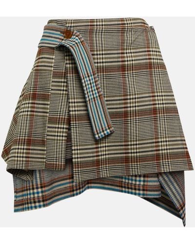 Vivienne Westwood Checked Tweed Miniskirt - Green