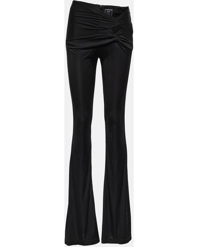 Versace X Dua Lipa Gathered Jersey Flared Pants - Black