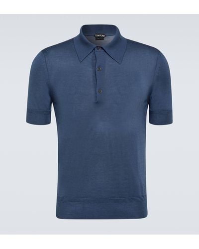 Tom Ford Cashmere And Silk Polo Shirt - Blue