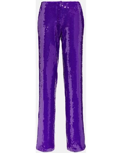 LAQUAN SMITH Sequined Wide-leg Pants - Purple
