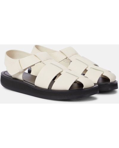 The Row Fisherman Leather Sandals - White