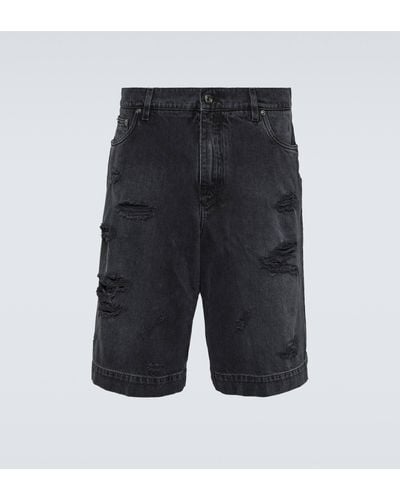 Dolce & Gabbana Distressed Denim Shorts - Grey