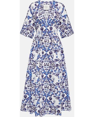 Emilia Wickstead Elowen Printed Cotton Maxi Dress - Blue