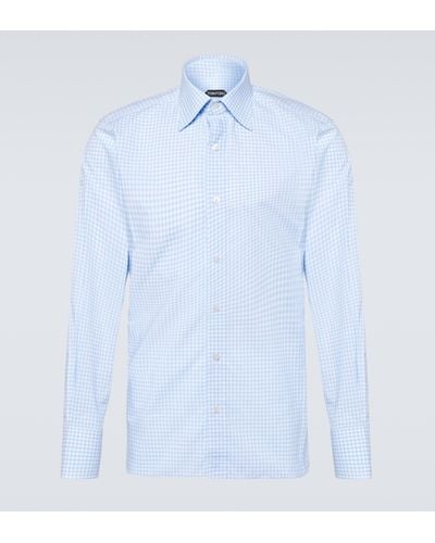 Tom Ford Gingham Cotton Shirt - Blue