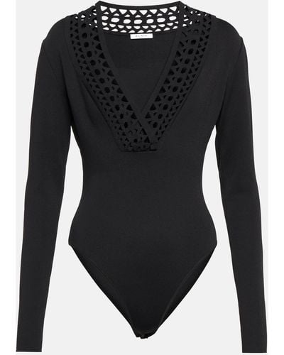 Alaïa Cutout V-neck Bodysuit - Black