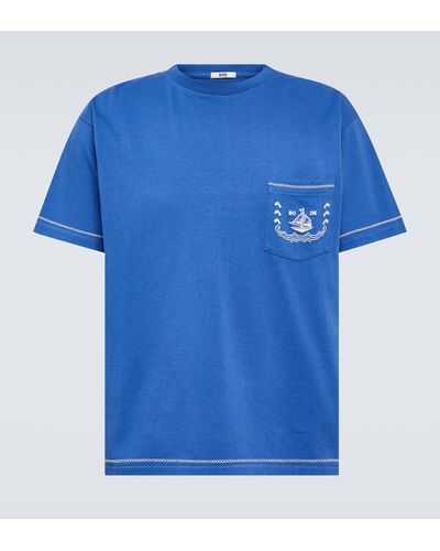 Bode Embroidered Cotton T-shirt - Blue