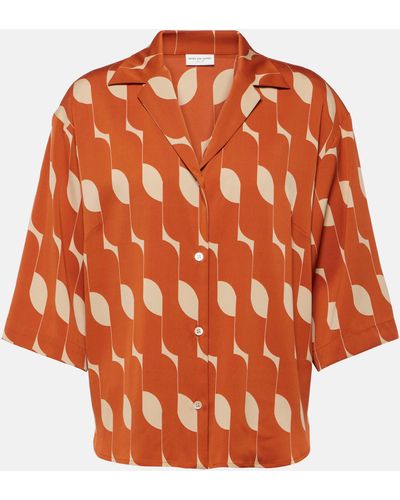Dries Van Noten Printed Silk-blend Shirt - Orange