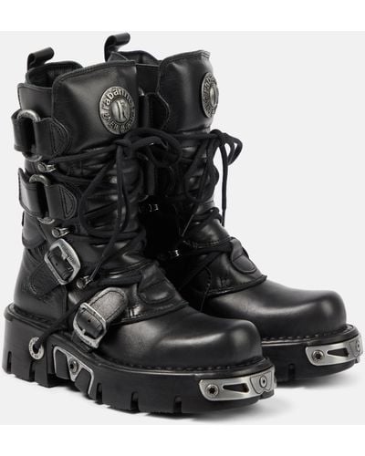 Rabanne X New Rock Embellished Leather Biker Boots - Black